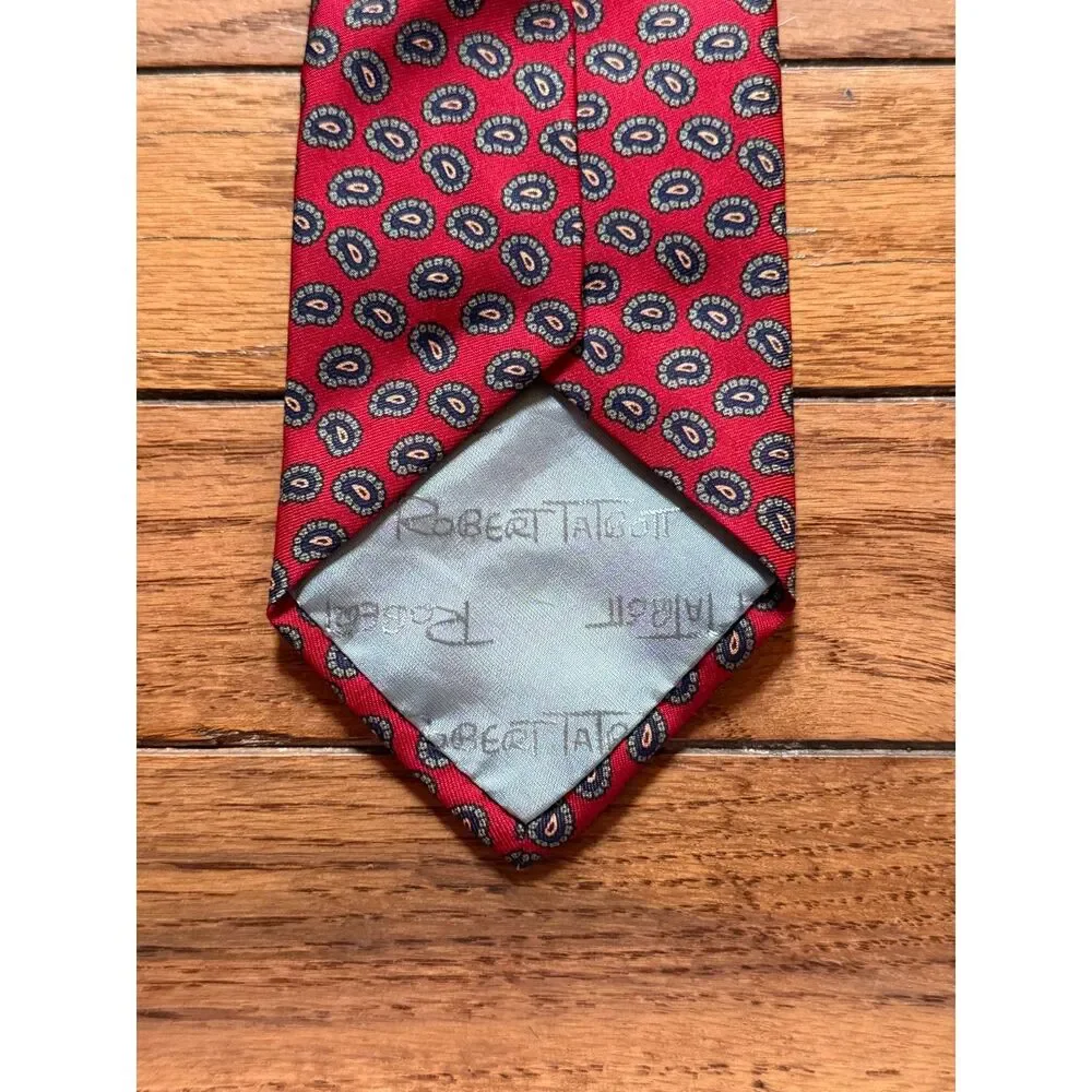 Robert Talbott H. Stockton Atlanta Red Paisley Silk Tie Vintage Mens Necktie USA